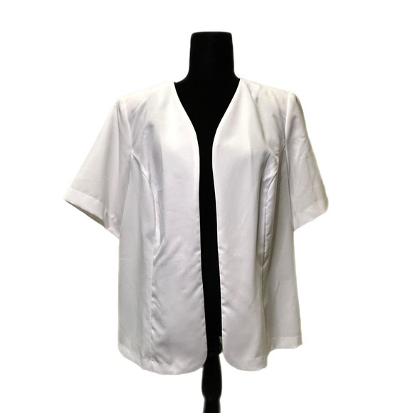 Only Necessities White Short-sleeve Open Cardigan, Size 16W, Pre-owned - Picture 1 of 6